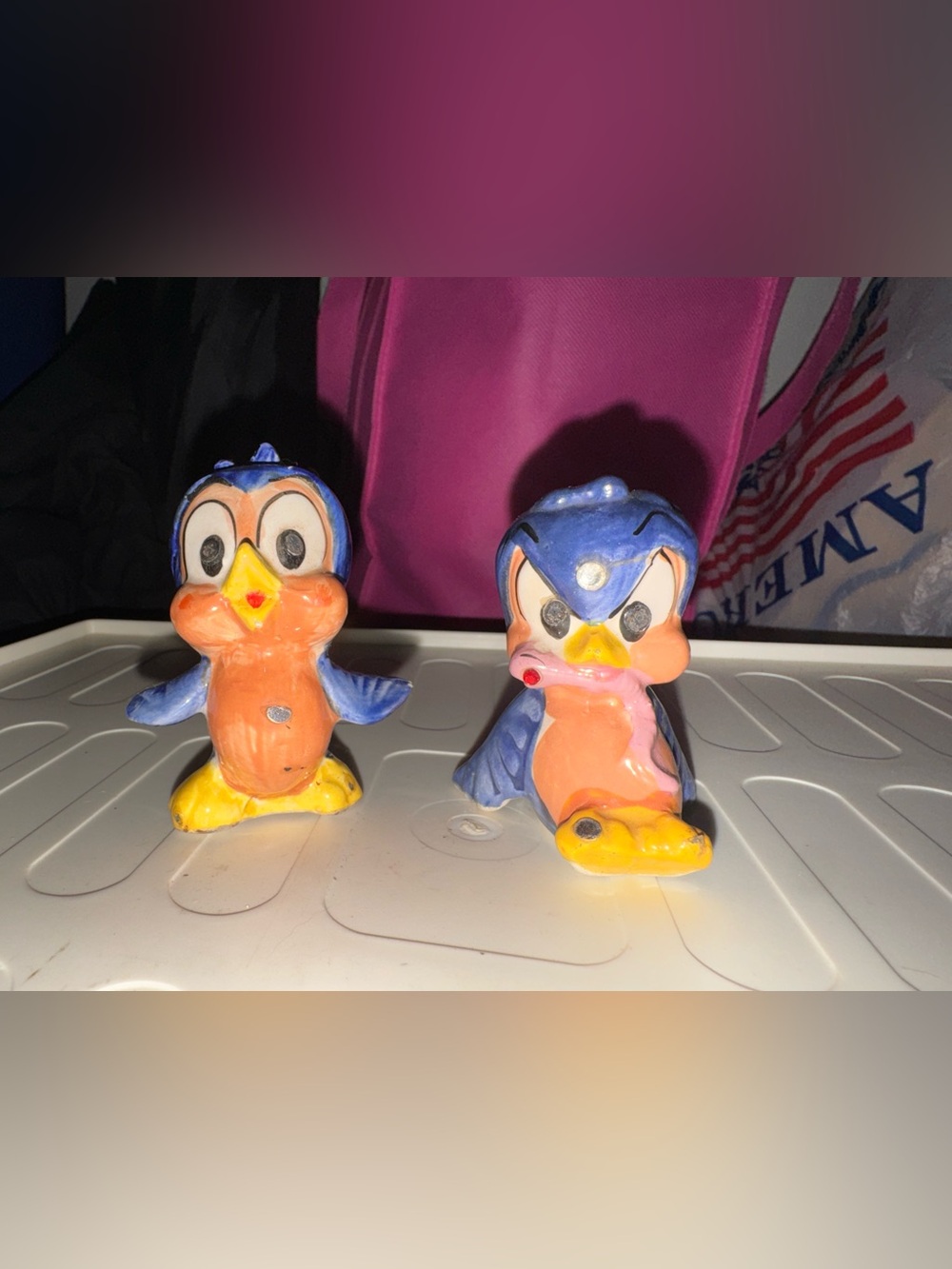 Vintage Kreiss ceramic novelty blue bird salt and pepper shaker set